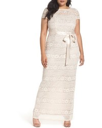 Adrianna Papell Illusion Lace Column Gown