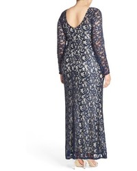 Marina Long Sleeve Sequin Lace Gown