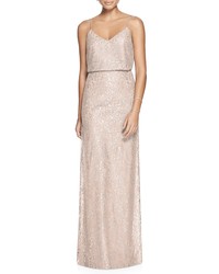 After Six Metallic Lace Two Piece Gown
