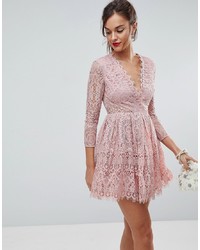 ASOS DESIGN Asos Long Sleeve Lace Mini Prom Dress