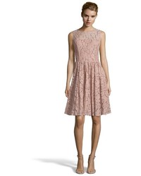 Wyatt Dark Pink Cotton Blend Floral Lace Sleeveless Fit And Flare Dress