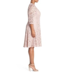 Chetta B Plus Size Lace Fit Flare Dress Size 18w Pink