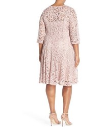 Chetta B Plus Size Lace Fit Flare Dress Size 18w Pink