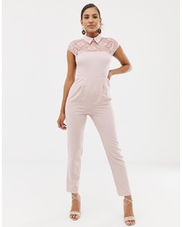 ASOS DESIGN Lace Top Jumpsuit With Collar