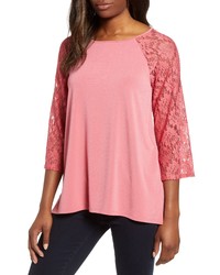 Chaus Lace Sleeve Jersey Top