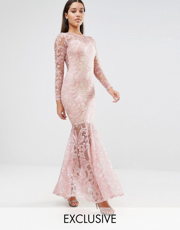 pink fishtail maxi dress