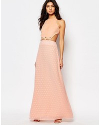 Foxiedox Lucilla Maxi Dress With Lace Up Cutout Detail