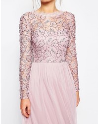 Frock And Frill Embellished Lace Overlay Maxi Dress