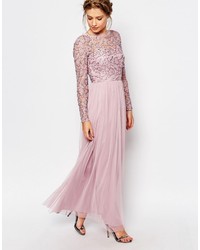 Frock And Frill Embellished Lace Overlay Maxi Dress