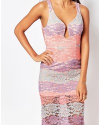 Love Triangle Multi Lace Plunge Maxi Dress