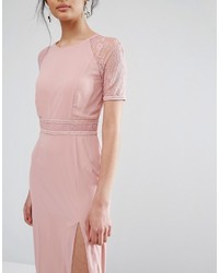 Elise Ryan Maxi Dress With Lace Sleeve And Back