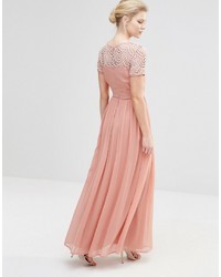 Maya Petite Pleated Maxi Dress With Pearl Embellisht