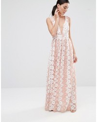 True Decadence Petite Premium Floral Lace Plunge Maxi Dress