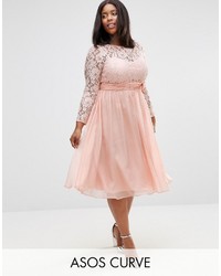 Asos Curve Curve Wedding Midi Dress With Lace And Bow Detail