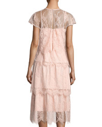Parker Elsa Tiered Lace Midi Dress Blush