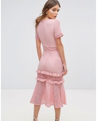 True Decadence Lace Midi Dress With Frill Detail