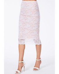 Missguided Brandy Nude Midi Skirt In Lace