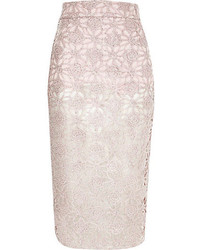 River Island Pink Lace Overlay Pencil Skirt