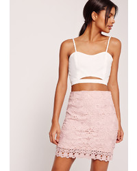 Missguided Lace Mini Skirt Pink