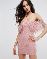 PrettyLittleThing Lace Bardot Bodycon Dress
