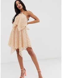 ASOS DESIGN Mini Dress With Double Layer In Cutwork Lace