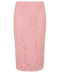 Dorothy Perkins Alice You Light Pink Lace Fit Midi Skirt