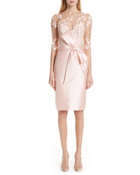 Badgley Mischka Collection Badgley Mischka Lace Accent Bow Cocktail Dress