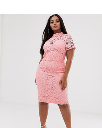 Missguided Plus Lace Midi Dress In Pink
