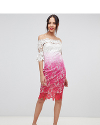 Paper Dolls Tall Off Shoulder Crochet Midi Dress In Ombre Metallic Lace