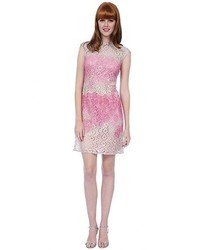 Kay Unger Ombre Shine Lace Cocktail In Pink Multi