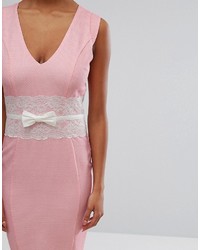 Paper Dolls Pink Bodycon Dress With Lace Middle