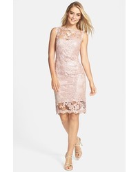 Tadashi Shoji Sequin Illusion Lace Dress Antique Pink 2