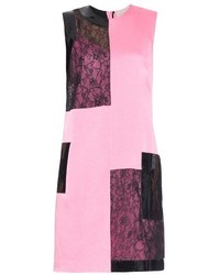 Christopher Kane Satin Lace And Patent Leather Shift Dress