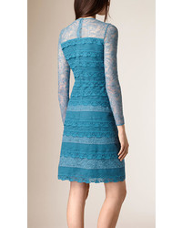 Burberry Tiered French Lace Shift Dress
