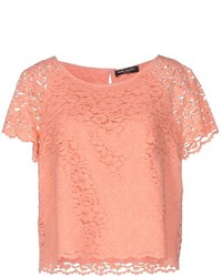 Pink Lace Short Sleeve Blouse