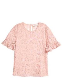 H&M Ruffle Sleeved Lace Blouse