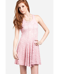 Dailylook Floral Lace Skater Dress In Pink L