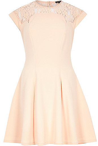 pink lace skater dress