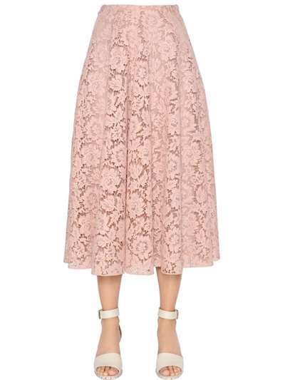 Valentino Cotton Blend Lace Skirt, $2,950 | LUISAVIAROMA | Lookastic