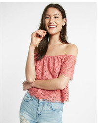 Express Lace Off The Shoulder Tee