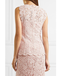 Dolce & Gabbana Corded Cotton Blend Lace Top Pastel Pink