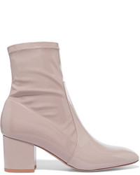 Valentino Faux Patent Leather Ankle Boots Antique Rose