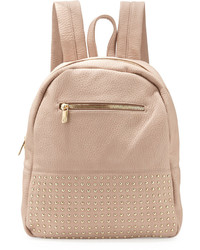 Neiman Marcus Classic Studded Faux Leather Backpack Blush Pink