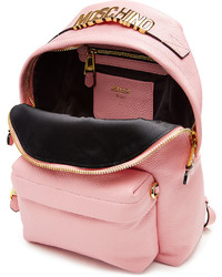Moschino Leather Backpack With Gilded Logo Embellisht