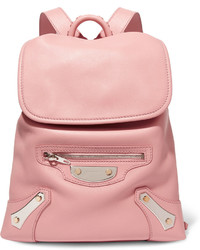 Balenciaga Traveller Textured Leather Backpack Baby Pink
