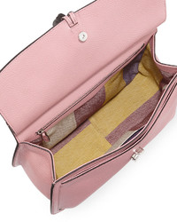 Gucci Bamboo Daily Leather Flap Shoulder Bag Soft Pink
