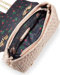 Betsey Johnson Be My Baby Quilted Satchel Bag Rose Gold