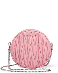 Miu Miu Circle Matelass Leather Shoulder Bag Baby Pink