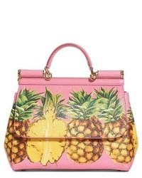 Dolce & Gabbana Dolcegabbana Miss Sicily Pineapple Leather Satchel Pink