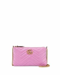 Gucci Gg Marmont Mini Matelass Chain Bag Bright Pink